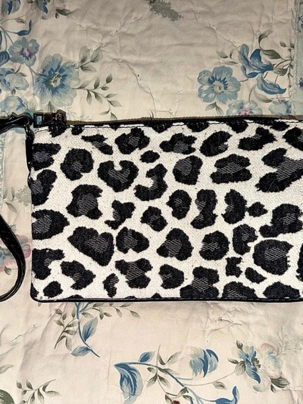 J. Crew Leopard Print Wristlet in Black & White